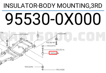 Nissan 955300X000 INSULATOR-BODY MOUNTING,3RD