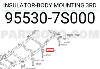 Nissan 955307S000 INSULATOR-BODY MOUNTING,3RD