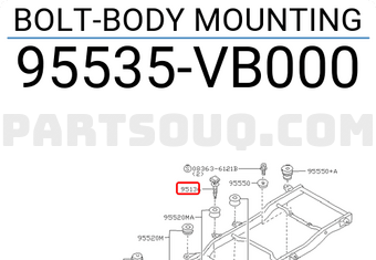 Nissan 95535VB000 BOLT-BODY MOUNTING