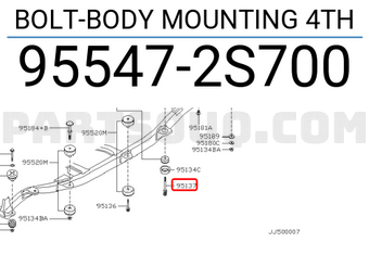 Nissan 955472S700 BOLT-BODY MOUNTING 4TH