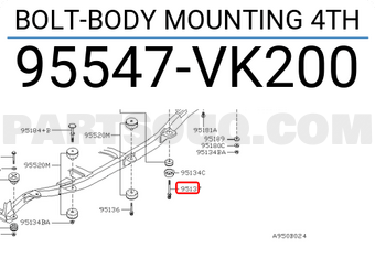 Nissan 95547VK200 BOLT-BODY MOUNTING 4TH