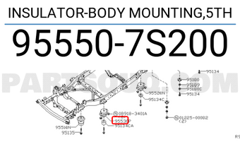 Nissan 955507S200 INSULATOR-BODY MOUNTING,5TH