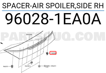 Nissan 960281EA0A SPACER-AIR SPOILER,SIDE RH