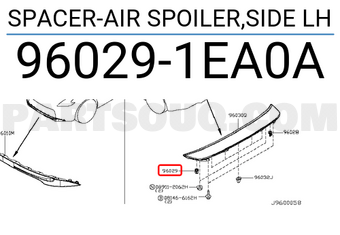 Nissan 960291EA0A SPACER-AIR SPOILER,SIDE LH
