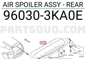 Nissan 960303KA0E AIR SPOILER ASSY - REAR