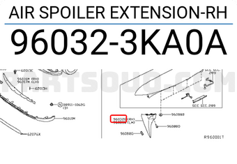 Nissan 960323KA0A AIR SPOILER EXTENSION-RH