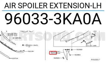 Nissan 960333KA0A AIR SPOILER EXTENSION-LH