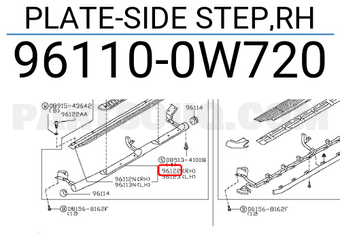 Nissan 961100W720 PLATE-SIDE STEP,RH