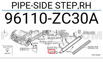 Nissan 96110ZC30A PIPE-SIDE STEP,RH