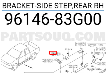 Nissan 9614683G00 BRACKET-SIDE STEP,REAR RH