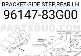 Nissan 9614783G00 BRACKET-SIDE STEP,REAR LH