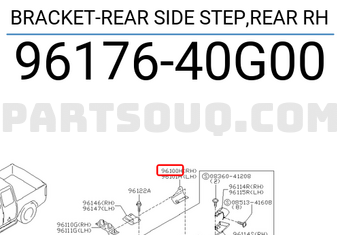 Nissan 9617640G00 BRACKET-REAR SIDE STEP,REAR RH