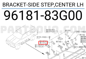 Nissan 9618183G00 BRACKET-SIDE STEP,CENTER LH