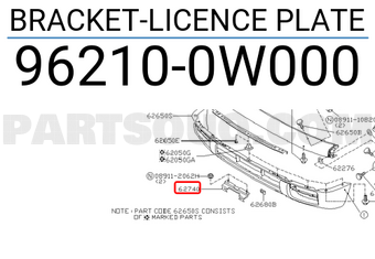 Nissan 962100W000 BRACKET-LICENCE PLATE