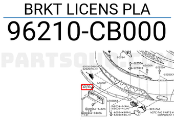 Nissan 96210CB000 BRKT LICENS PLA