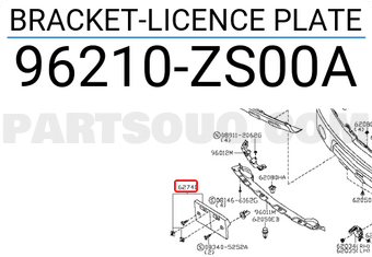 Nissan 96210ZS00A BRACKET-LICENCE PLATE