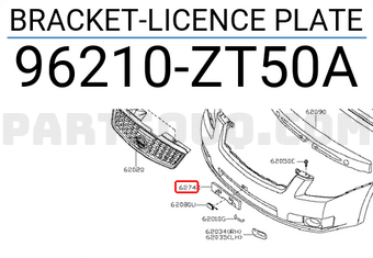 Nissan 96210ZT50A BRACKET-LICENCE PLATE