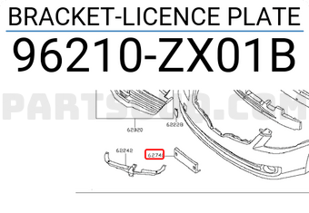 Nissan 96210ZX01B BRACKET-LICENCE PLATE
