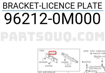 Nissan 962120M000 BRACKET-LICENCE PLATE