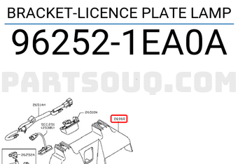 Nissan 962521EA0A BRACKET-LICENCE PLATE LAMP