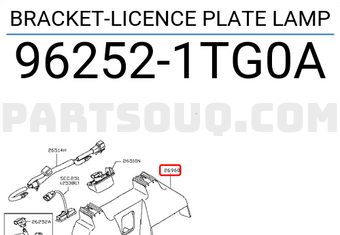Nissan 962521TG0A BRACKET-LICENCE PLATE LAMP