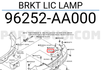 Nissan 96252AA000 BRKT LIC LAMP