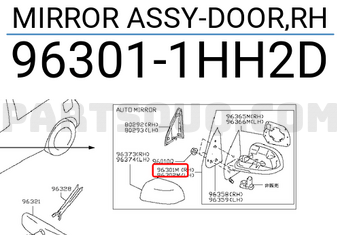 Nissan 963011HH2D MIRROR ASSY-DOOR,RH