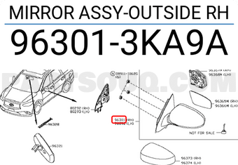 Nissan 963013KA9A MIRROR ASSY-OUTSIDE RH