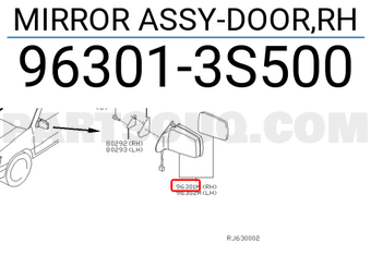 Nissan 963013S500 MIRROR ASSY-DOOR,RH