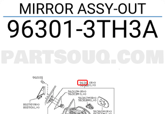 Nissan 963013TH3A MIRROR ASSY-OUT