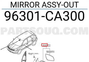 Nissan 96301CA300 MIRROR ASSY-OUT