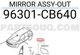 Nissan 96301CB640 MIRROR ASSY-OUT