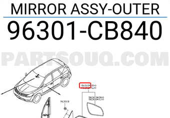 Nissan 96301CB840 MIRROR ASSY-OUTER