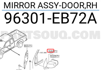 Nissan 96301EB72A MIRROR ASSY-DOOR,RH