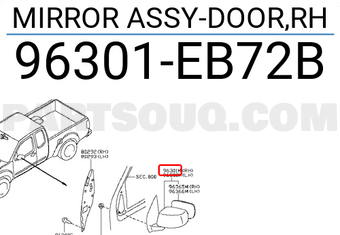 Nissan 96301EB72B MIRROR ASSY-DOOR,RH