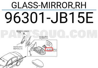 Nissan 96301JB15E GLASS-MIRROR,RH