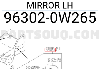 Nissan 963020W265 MIRROR LH