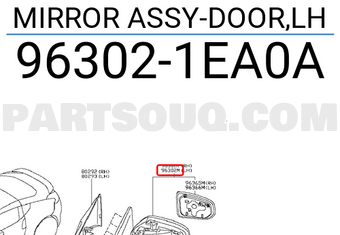 Nissan 963021EA0A MIRROR ASSY-DOOR,LH