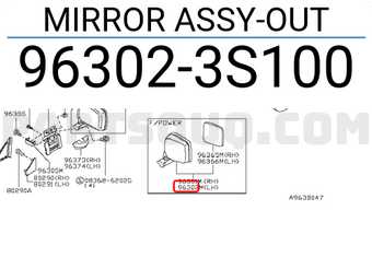Nissan 963023S100 MIRROR ASSY-OUT