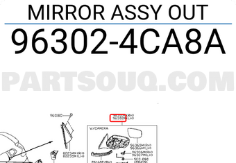 Nissan 963024CA8A MIRROR ASSY OUT