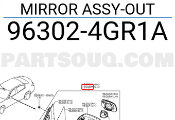 Nissan 963024GR1A MIRROR ASSY-OUT