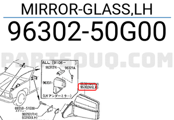 Nissan 9630250G00 MIRROR-GLASS,LH