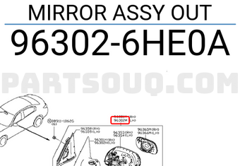 Nissan 963026HE0A MIRROR ASSY OUT