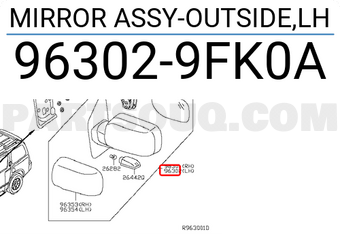 Nissan 963029FK0A MIRROR ASSY-OUTSIDE,LH
