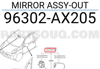 Nissan 96302AX205 MIRROR ASSY-OUT