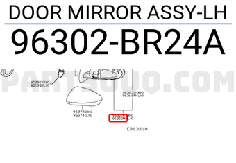 Nissan 96302BR24A DOOR MIRROR ASSY-LH