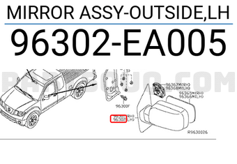 Nissan 96302EA005 MIRROR ASSY-OUTSIDE,LH