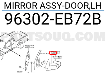 Nissan 96302EB72B MIRROR ASSY-DOOR,LH