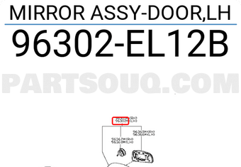 Nissan 96302EL12B MIRROR ASSY-DOOR,LH