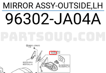Nissan 96302JA04A MIRROR ASSY-OUTSIDE,LH